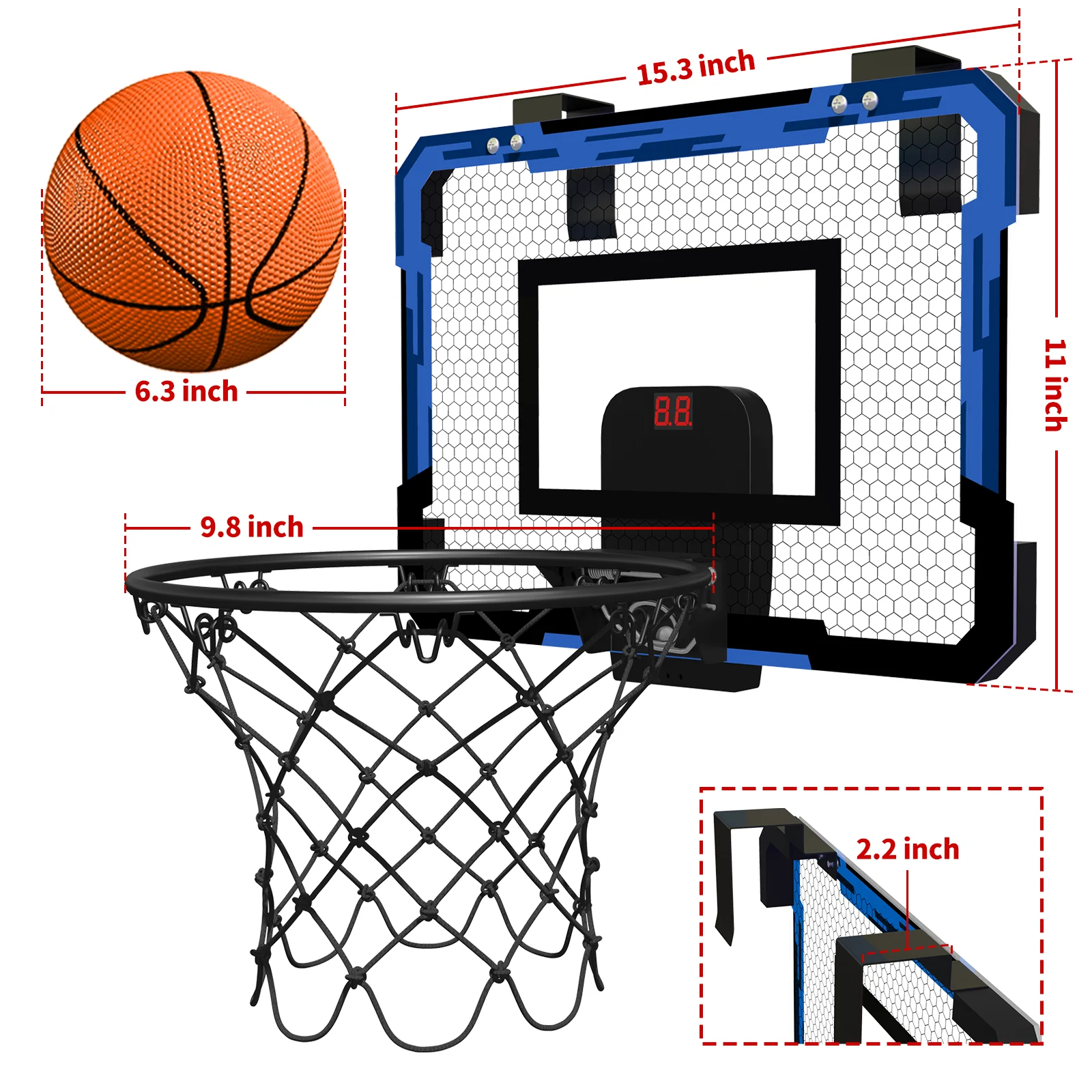 Mini Basketball Hoop Indoor with Scoreboard, Basketball Toy Gifts for Kids Boys Girls Teens, Suit for Bedroom/Office/Outdoor 2