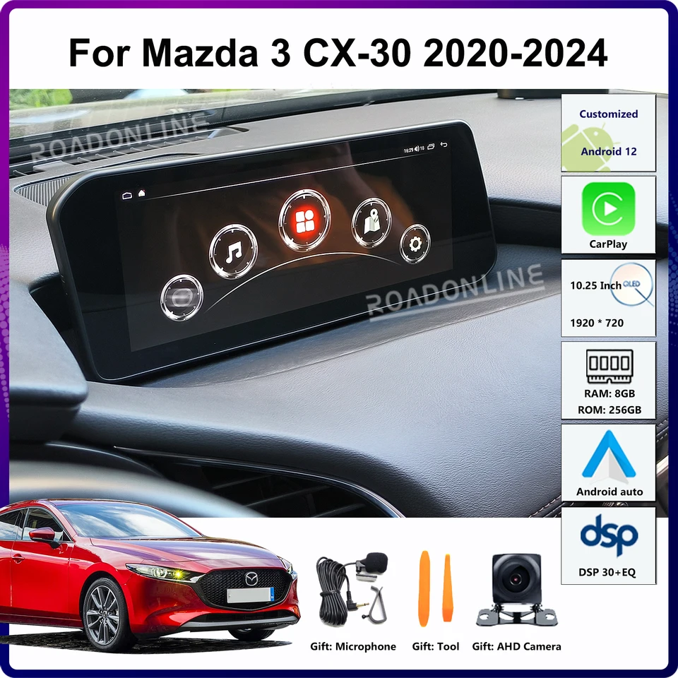 10.25” Android 14 For Mazda 3 Mazda3 CX-30 2020-2024 1920*720 Car