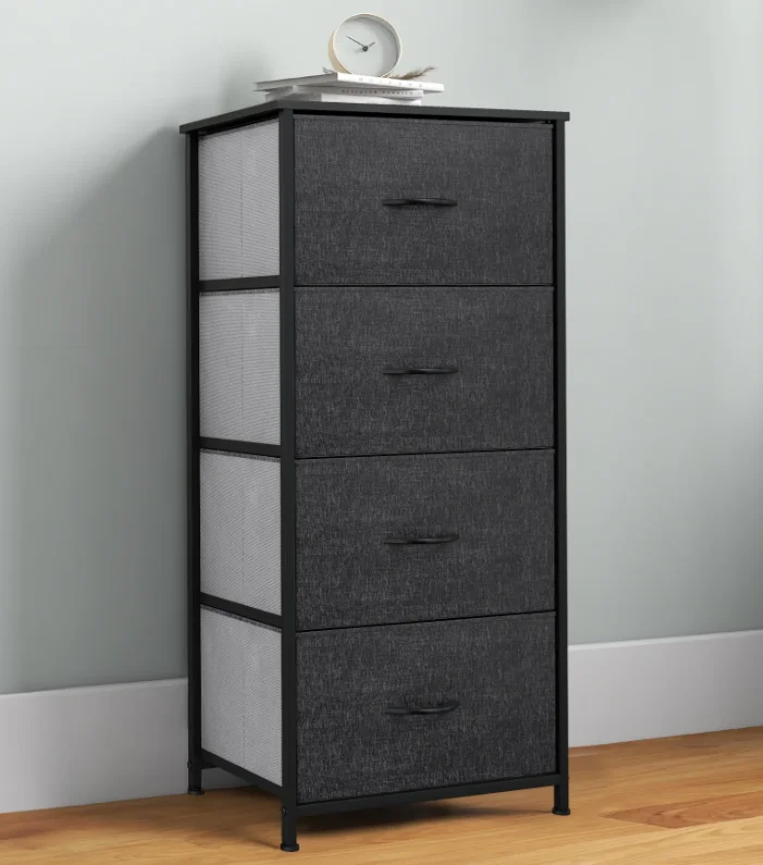 

Dextrus Chest 4 Drawers Bedside Dresser Furniture Organizer for Bedroom Office, Black Gray