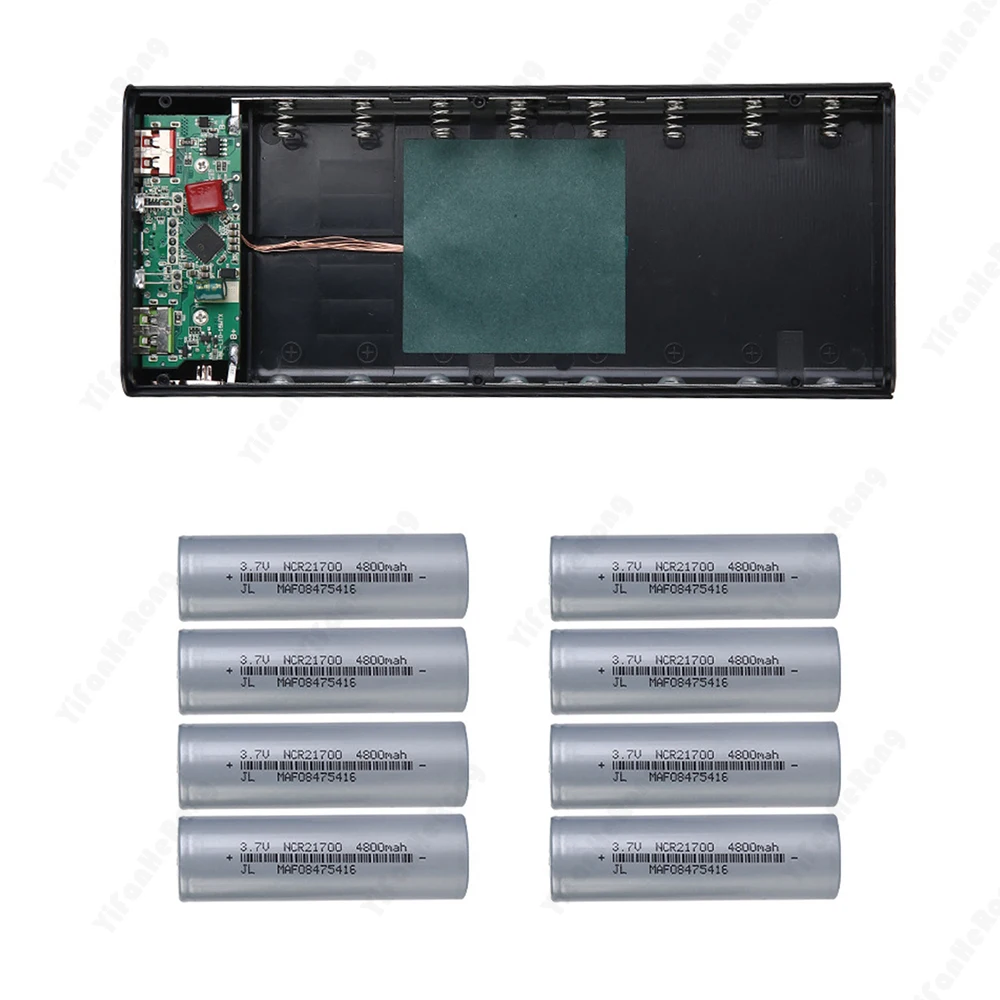 21700 Flashlight Battery Charger Box Power Bank Holder DIY Shell Case Dual USB 8x21700 Battery Shell Storage Organize