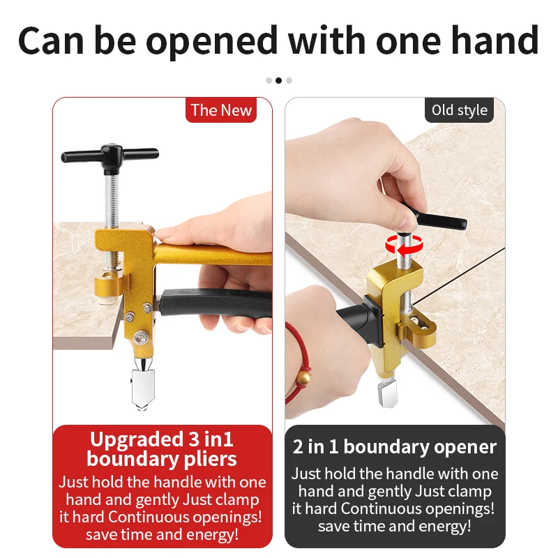 LUXIANZI 2 in 1 Glass Cutter Set Hand Held Tile Diamond Roller Cutting Tool Portable Machine Opener Breaker Tools Accessories