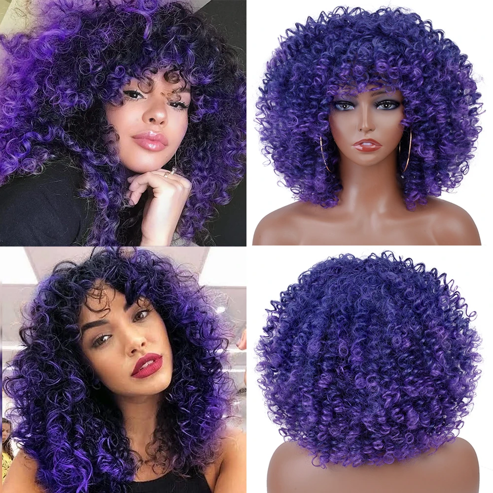 Short spiral curly bob Lacefront wig 2020 purple Amazon.com : SiruKou Hair Dark Purple Bob Wig - Synthetic  main image 4
