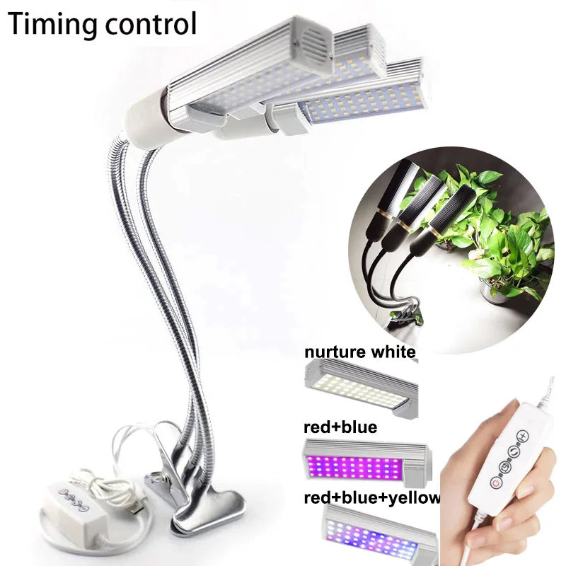 3Head 5V Usb Timing 44 Led Plant Grow Light Lampadina A Spettro Completo Fito Lampada Kit Di Crescita Crescita Per Piante Fiori Grow Box