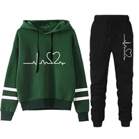 Daily Outdoor Autumn Winter Quality Women Tracksuit Hoodies Casual Single Piece Stripe Sweatshirt and Sweatpants Comfort Jogging - Image 2