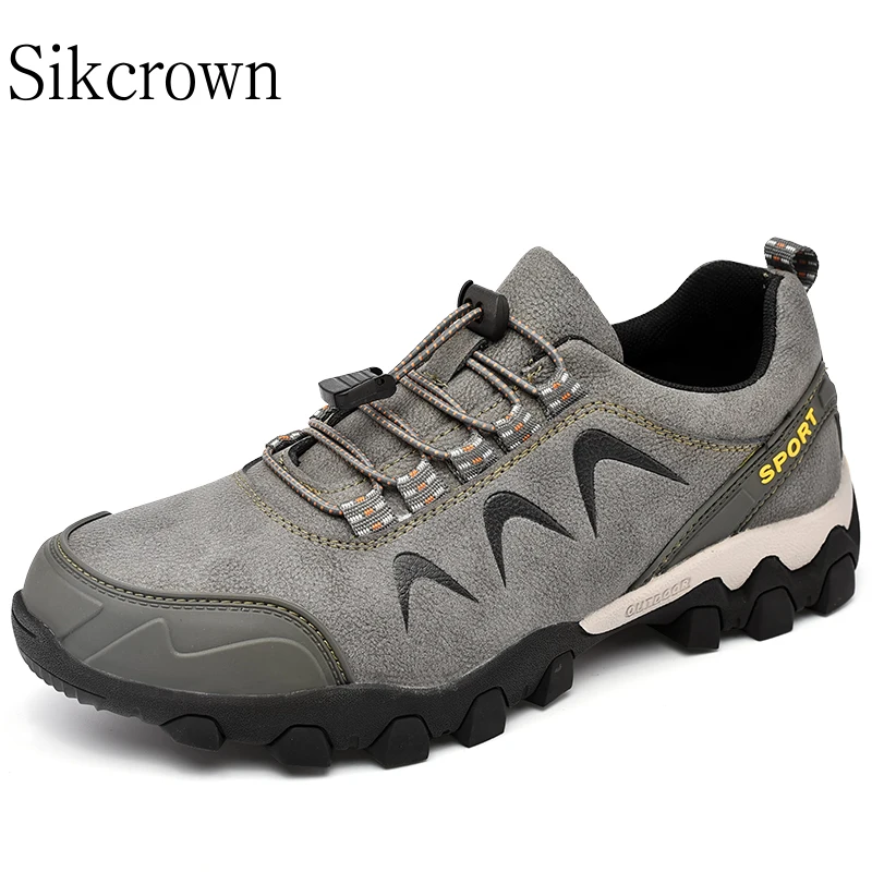 

Gray 45 Waterproof Safety Shoes Man for Work Outdoor Sports Anti-Collision Toe Men Hiking Shoes Cowhide Leather Trekking Sneaker