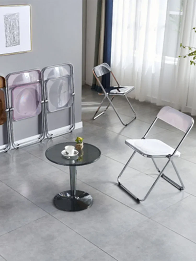 Dining chair. Modern simple household business chair, transparent chair, acrylic folding clothing store photo stool, leis