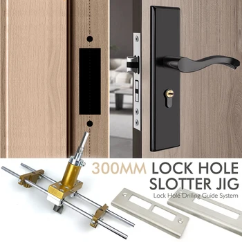 Wooden Door Lock Hole Opener Kit Lock Mortiser Slotter Jig Key Hole Drilling Guide Installation Lock Hole Locator 5