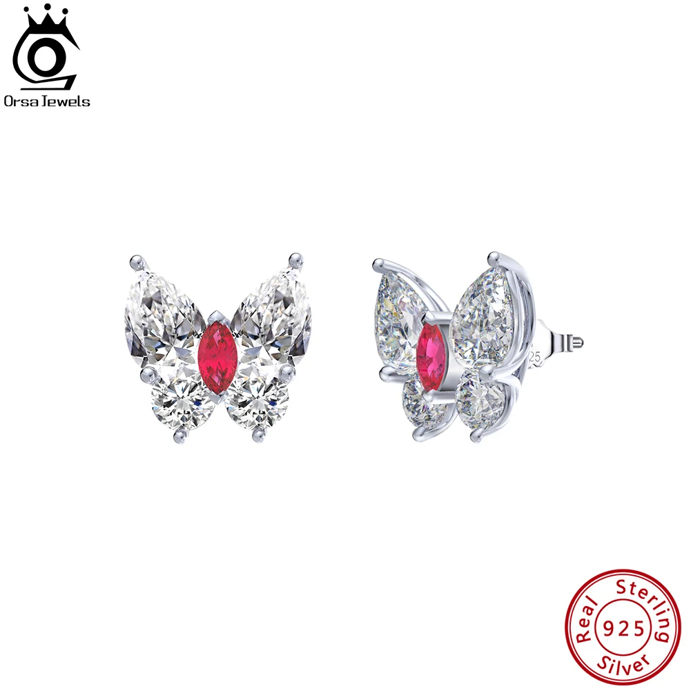 

ORSA JEWELS Exquisite 925 Sterling Silver Butterfly 8A Premium Cubic Zirconia Earrings for Women Earrings Birthday Gifts LZE10