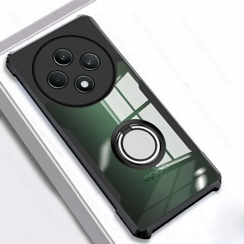 Transparent Acrylic Back Cover with Magnetic Holder Ring - Shockproof Case