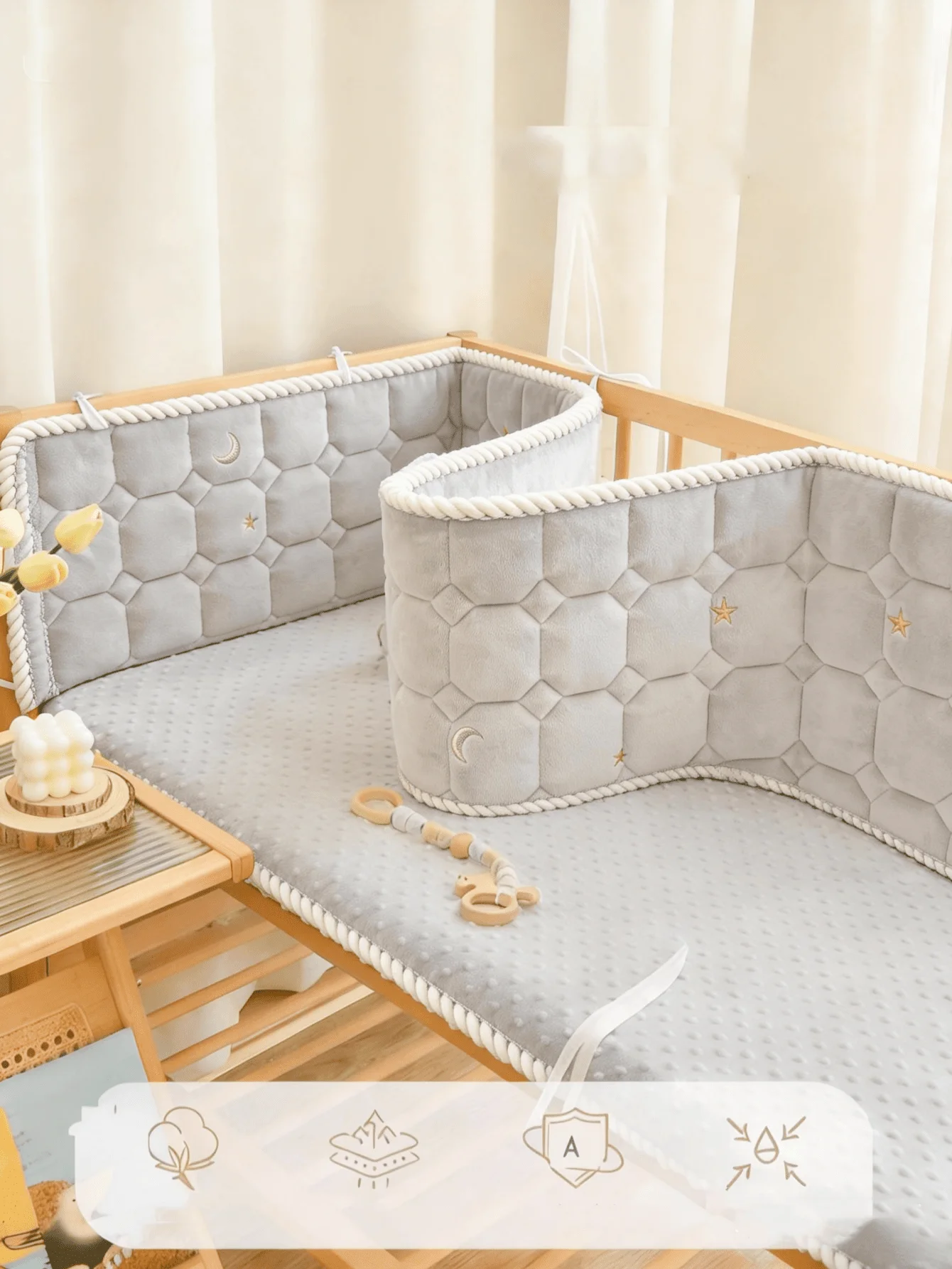 Tour de Lit Complet Bébé gris