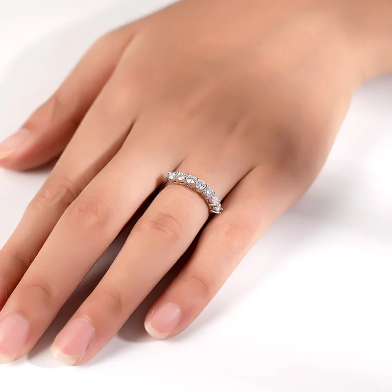 Holycome S925 Sterling Silber Voller Moissanit Ring für Frauen Weißgold Überzogener Diamant Hochzeit Braut Band Ringe Edlen Schmuck – Detail 8