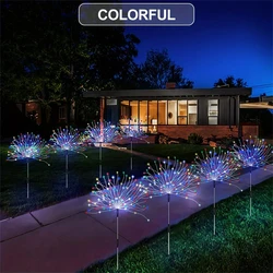 Solar Firework Waterproof Outdoor Fairy String Lights - 8 Lighting Modes, 3 Colors - 200LED 4PC (Colorful)