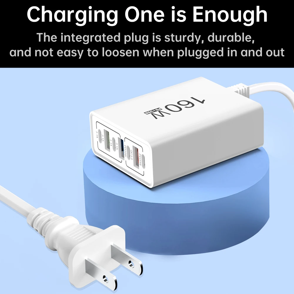 3USB+4Type C Fast Charging USB C Charger with Fast Charging Cables Multi Ports Power Strip Socket Quick Charge 3.0 Wall Adapter