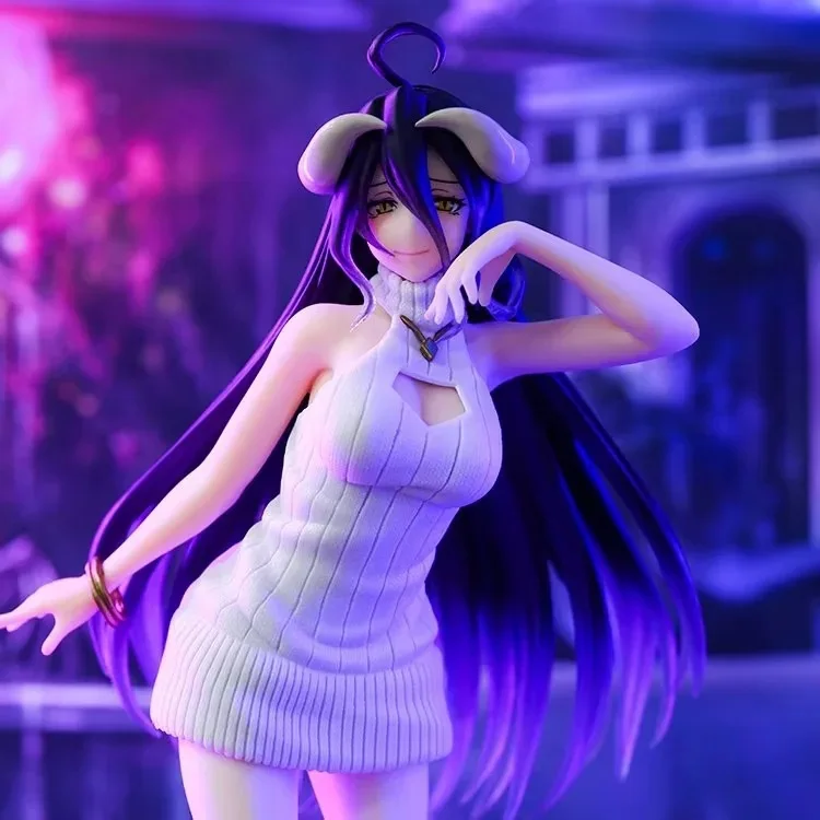 

22cm OVERLORD Anime Figure GK White Sweater Albedoy PVC Material Anime Figure Beauty Girl PVCModel Collection Birthday Gift Toys