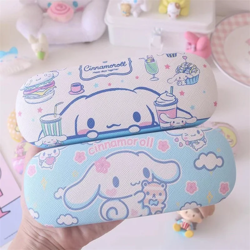 Sanrio Hello Kitty Cinnamoroll Kuromi Melody Kids Glasses Case Kawaii Cute Cartoon Portable Myopia Student Storage Box glasses case