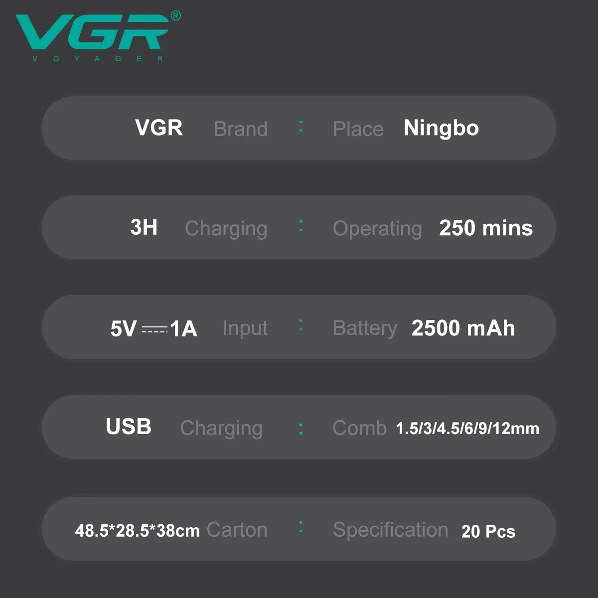 VGR ماكينة قص شعر احترافية ماكينة حلاقة قابلة لإعا...