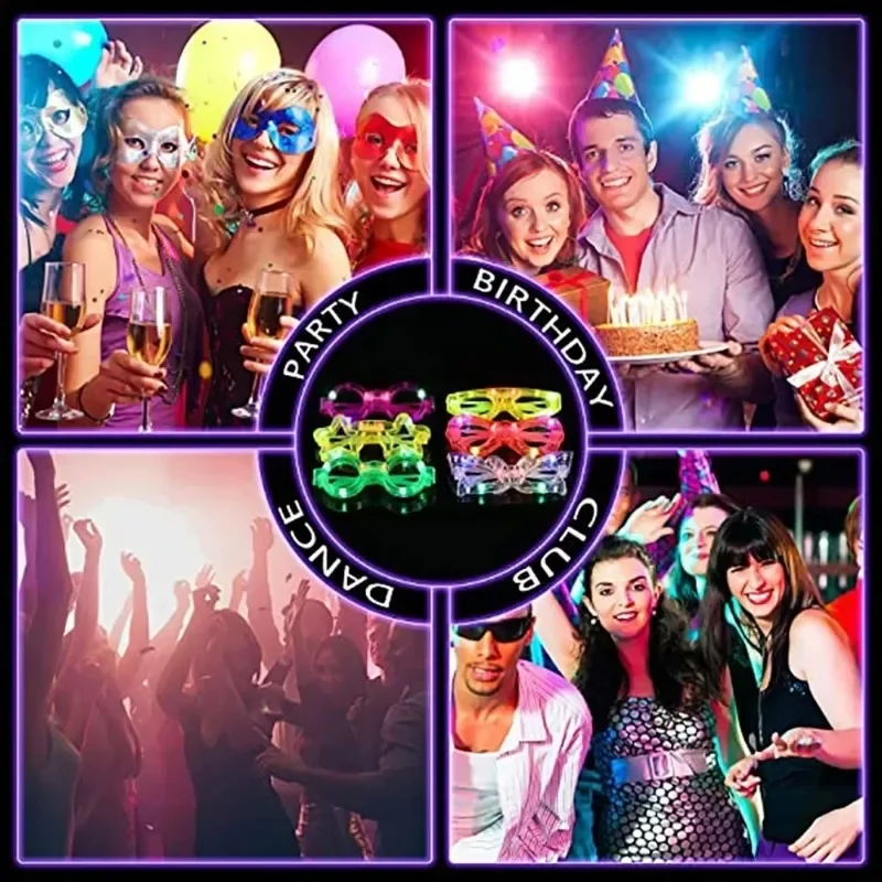 Occhiali LED, Occhiali Luminosi, Occhiali da Festa LED, Neon Rave Occhiali, Occhiali Luminosi per Feste, per Compleanno, Matrimonio, Danza Bar Club, Partito Rave, Christmas, Halloween (10PCS