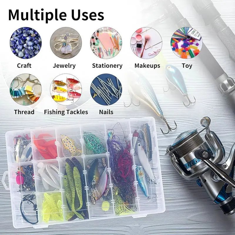 36 Grids Clear Plastic Organizer Box with Adjustable Compartment Dividers Collection Box for Bead Nails Jewelry Art DIY Crafts