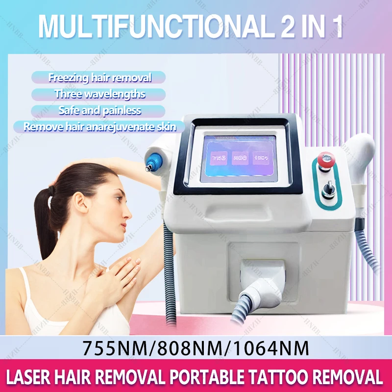 

2023 NEW 2 in 1 Diode Laser 755 1064 808 nm Hair Removal Laser Nd Yag Laser Tattoo Removal Machine Painless Beauty Equipment CE