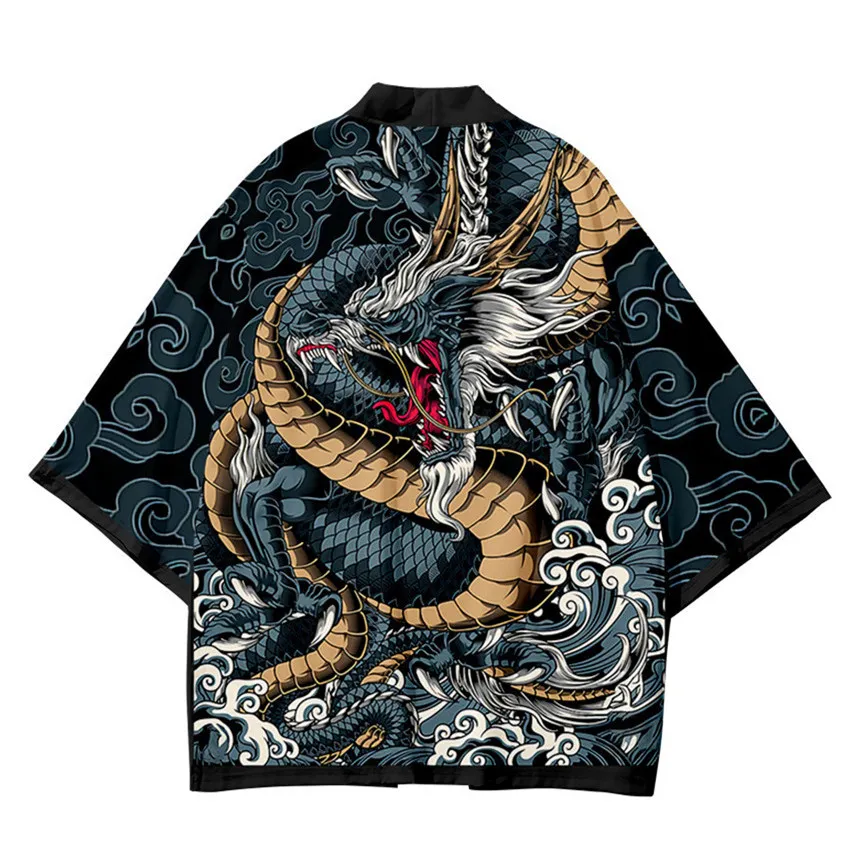 

3 To 14 Years Kids Japanese Traditional Clothing Dragon Print Kimono Boys Girls Asian Retro Yukata Children Hanfu Yukata Shirt