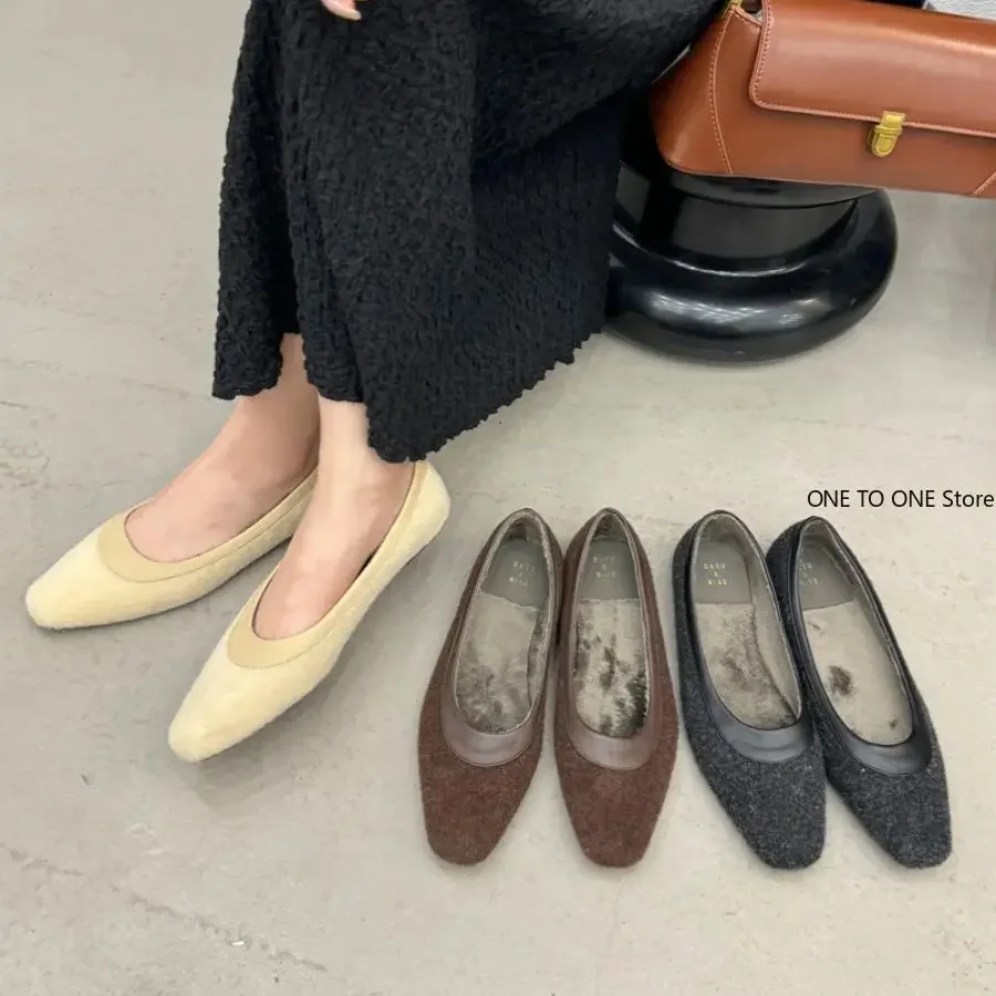 

Новинка женская зимняя обувь на плоской подошве с мехом однотонные черные туфли на плоской подошве с круглым носком для женщин теплая Классическая обувь удобные балетки на плоской подошве женская обувь