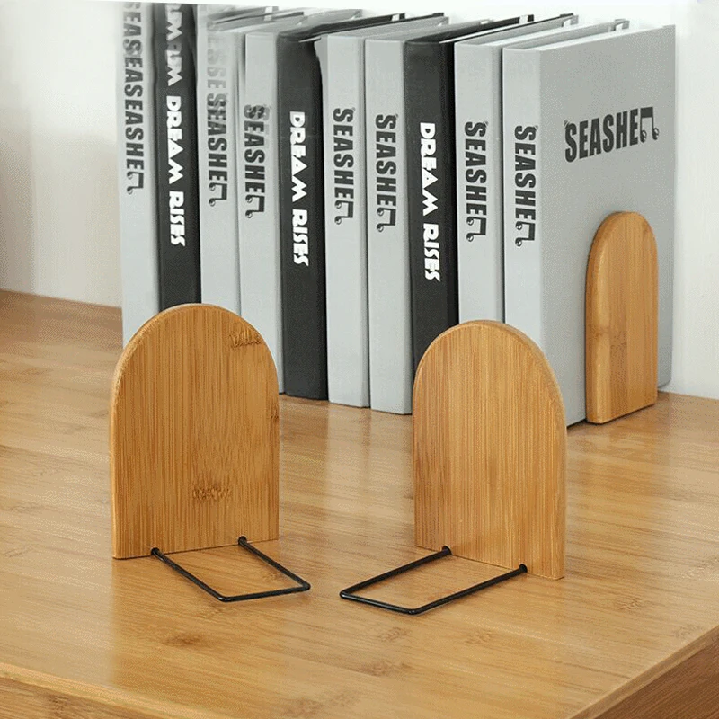 Bookends Natural Book End 대나무 스탠드, 거치대 데스크탑 정리함 선반, 사무실 책꽂이, 가정 장식, 학생용 사무용품
