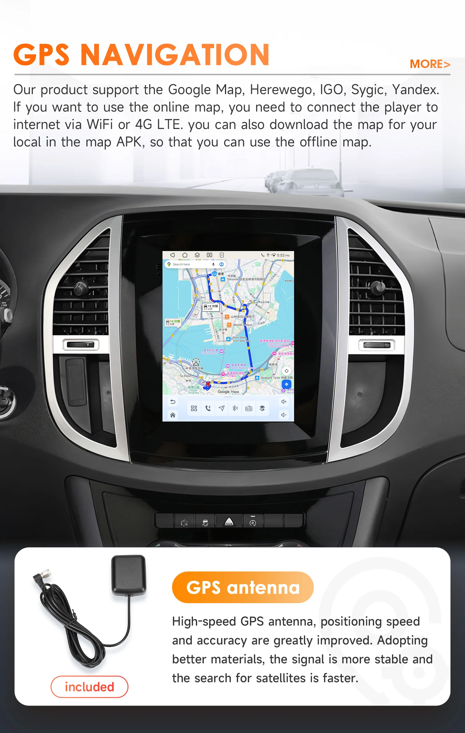 360-Grad-Kamera 9,7 Zoll 2 DIN Android 14 Autoradio für Mercedes-Benz Vito 2014-2020 Auto-Multimedia-Stereo Carplay Autoradio 4G BT 6115 – Detail 33