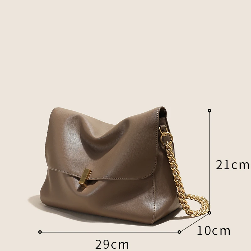 Women Large Korean Cow Leather Genuine Flap Shoulder Chain Bag Luxury Solid Genuine Leather Female Crossbody Handbag Messenger 5