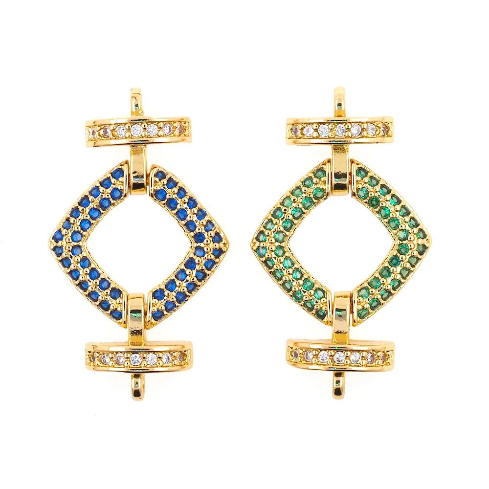 

Fashion CZ Rectangle Clasp Bracelet Connectors Copper Gold Plated Girls Hand Chain Jewelry Making Findings Accessories For Women