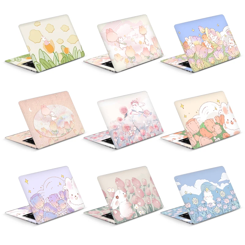 Laptop Skins Stickers Vinly Skin Lovely Rabbit Cover Cartoon Decal 12/13/15/17inch for Macbook/Lenovo/Hp/Acer Protective Sticker