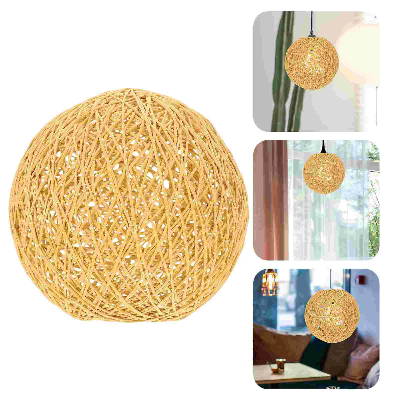 

Shade Lamp Light Pendant Lampshade Rattan Cover Wicker Shades Woven Ceiling Chandelier Basket Vintage Hanging Table Cage Wall