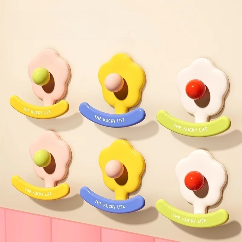 Dopamine contrast color hook punch-free wall door wall hanging coat hook bathroom towel hair ring storage hook