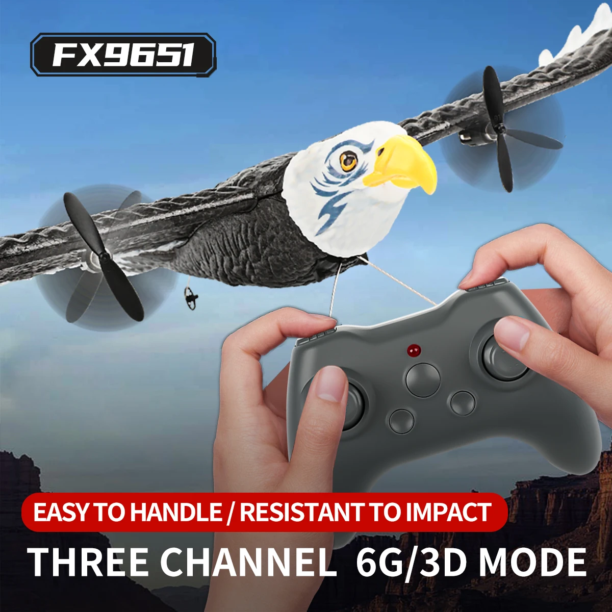 어린이용 EPP 폼 항공기 장난감, FX9651 RC 비행기, 3CH 독수리 리모컨 비행기, 578mm 날개 길이 360 ° 회전, 남아용 선물