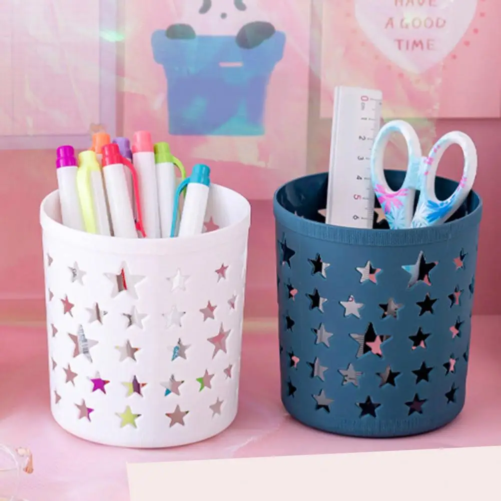 Pen Container Multifunctional Large Capacity Cylinder INS Desk Hollow Stars  Pencil Pot Cute Hollow Stars Pen Stationary Containe - AliExpress