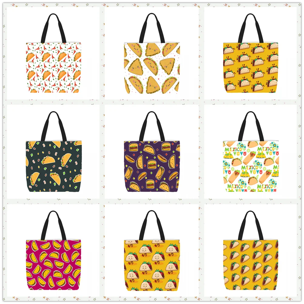 

Сумка Taco с рисунком, дорожная Сумочка на плечо, вместительный женский ремень для покупок, повседневный холщовый ремешок