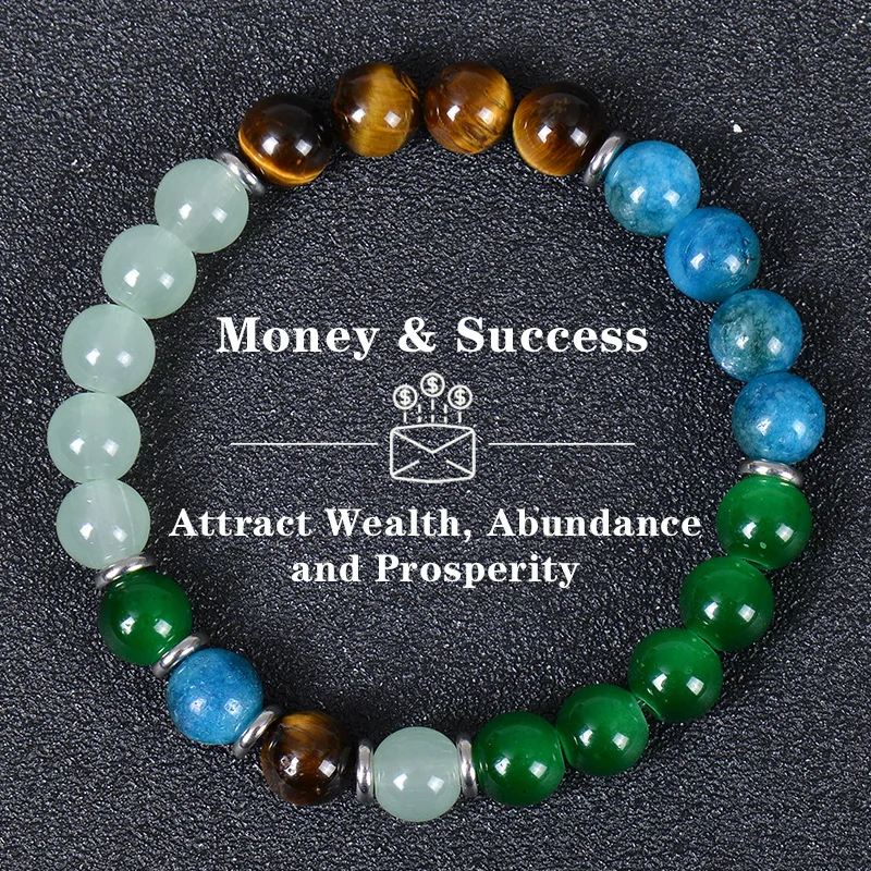 Natural Stone Bracelet Tiger Eye Stone Crystal Wealth Money Success Bracelet Men's and Women's Bracelets 호안석팔찌
