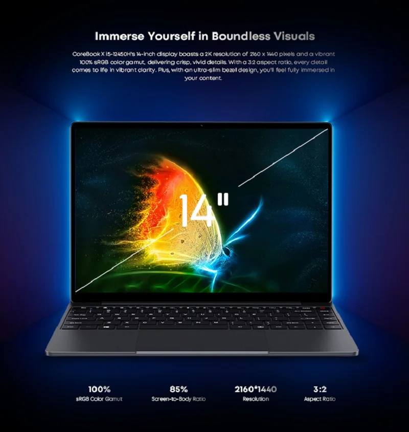 CHUWI CoreBook X Gaming Laptop 14 inch FHD Screen i5-12450H 8Cores 16GB RAM 512GB SSD WIFI 6 Windows 11 Gaming NoteBook PC 2024 4