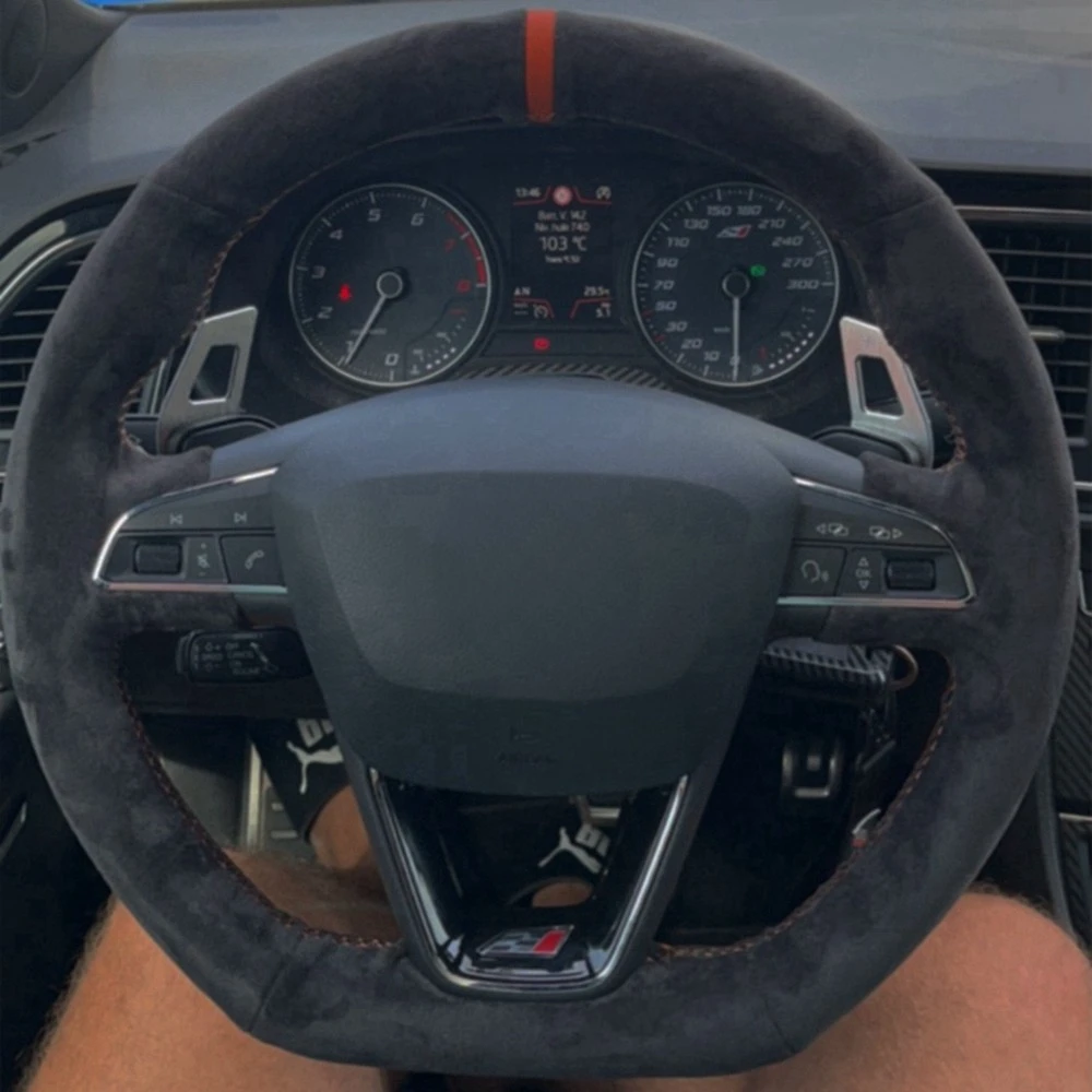 Coprivolante Per Auto In Treccia Scamosciata Antiscivolo 100% Adatto Per Seat Leon Cupra Leon St Cupra Leon St Cupra Ateca Cupra Ateca Fr