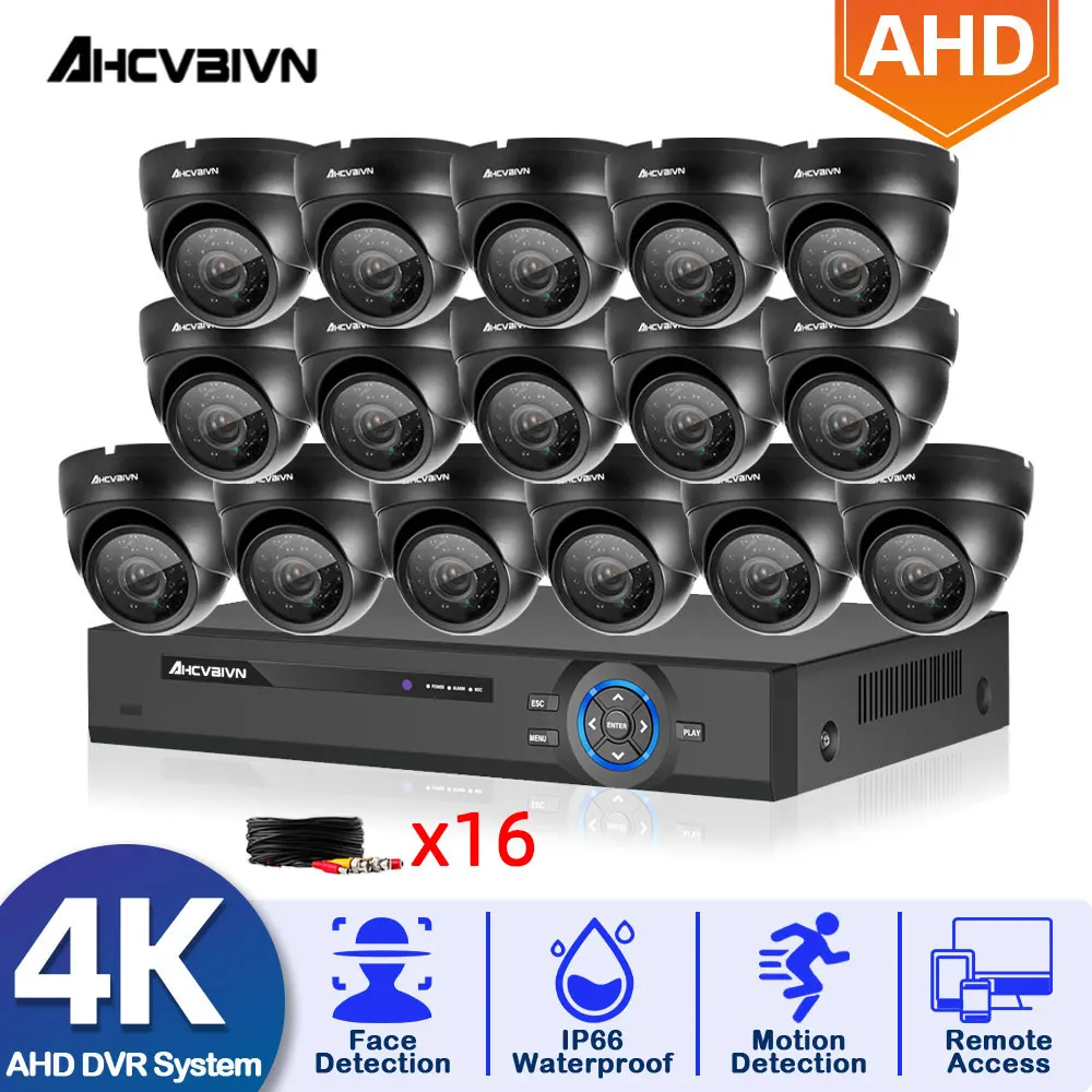 

4K Ultra HD Video Surveillance System 16CH H.265 DVR 8MP 8/16PCS Security Camera System IR Night Vision Waterproof Dome CCTV Kit