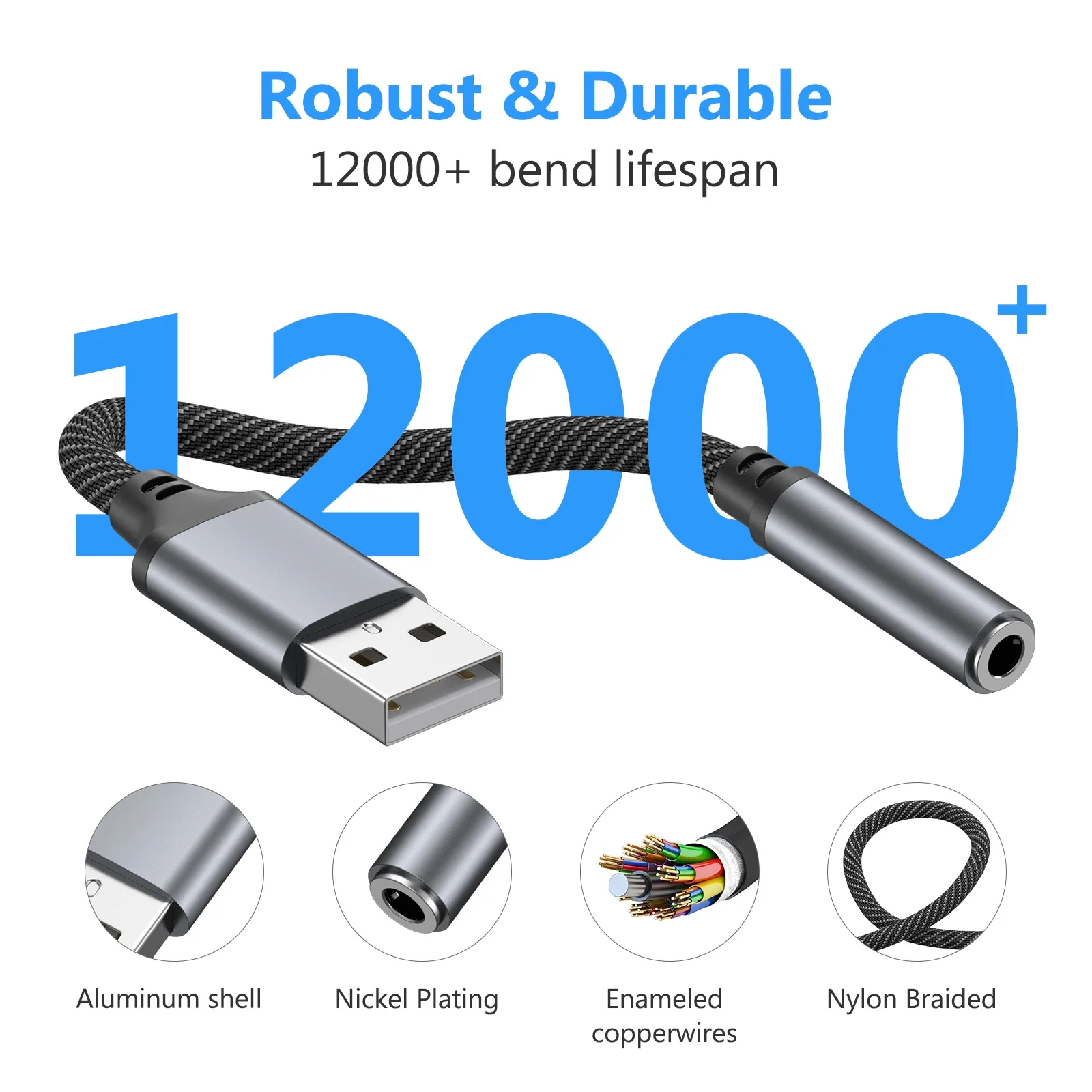 휴대용 USB to 3.5mm 잭 오디오 어댑터 USB to 3.5mm 헤드셋/마이크 어댑터 아이폰 삼성 화웨이 PC 노트북 맥 PS4용