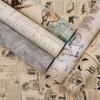 สไตล์อเมริกันการฟื้นฟูวิธีโบราณวอลล์เปเปอร์พีวีซีกาวกันน้ำผนังตกแต่งของใช้ในครัวเรือนร้านอาหารผนังพื้นหลัง 1