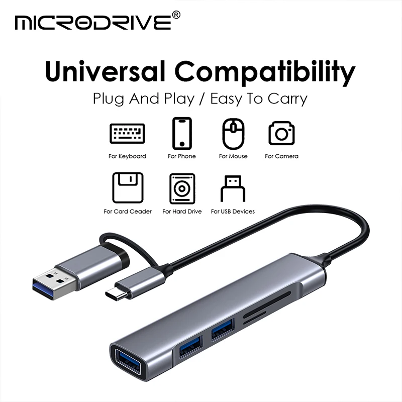 5 In 1 멀티 포트 허브 어댑터 USB3.0 5Gbps 확장 도크 허브 PD 100W 유형 C 확장 허브 PC 컴퓨터 노트북 용 플러그 앤 플레이