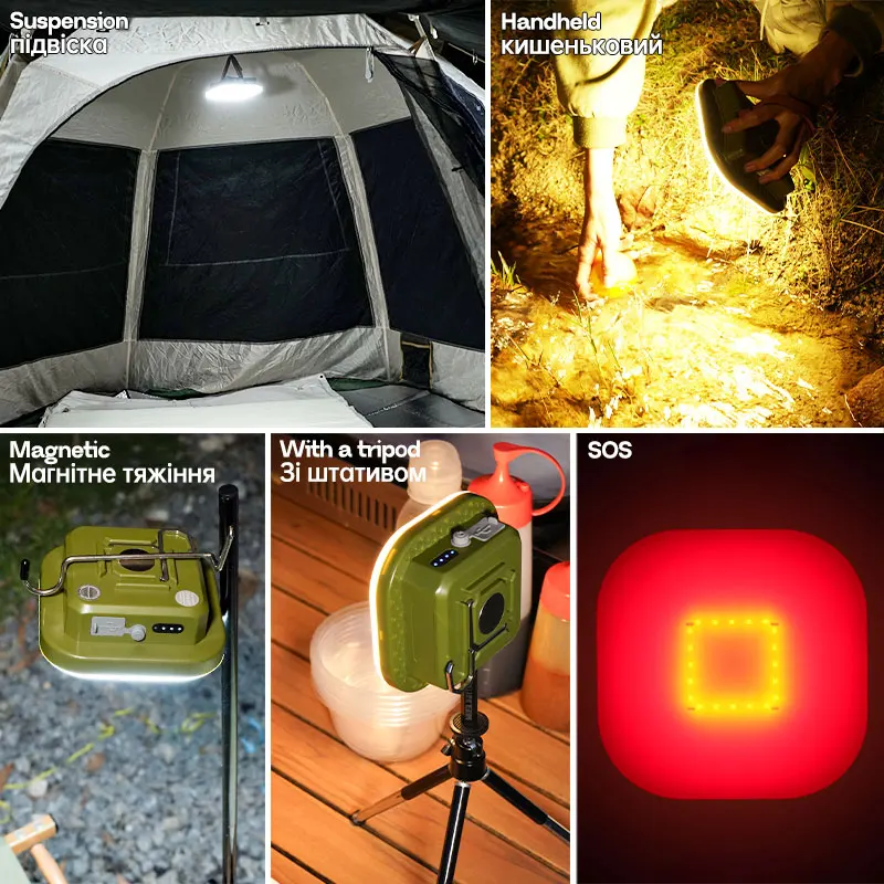 Outdoor Camping Light Portable Rechargeable LED Magnet Battery Tent Lamp For Fishing Household Emergency