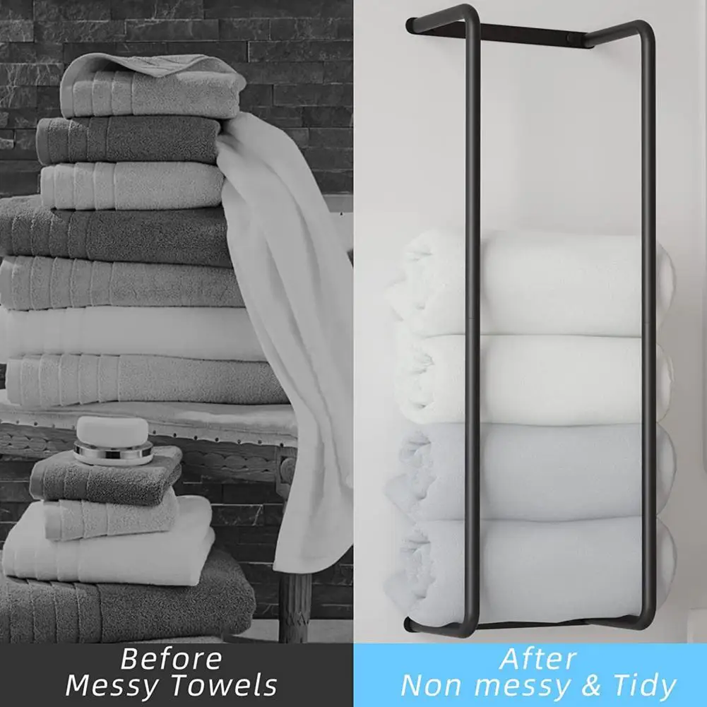 Wall Mount Towel Rack Bathroom Towel Storage Holder Modern Stainless Steel Rack Wall Mount Organizer for Bathroom Shower
