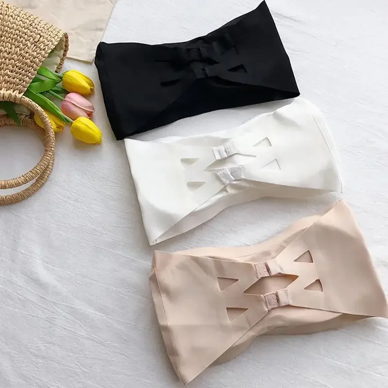 Women Seamless One-piece Tube Tops Removable Pads Intimates Basic Black/White/Skin Womens Strapless Bra Bandeau Sexy Lingerie women lingerie bra,women tube tops