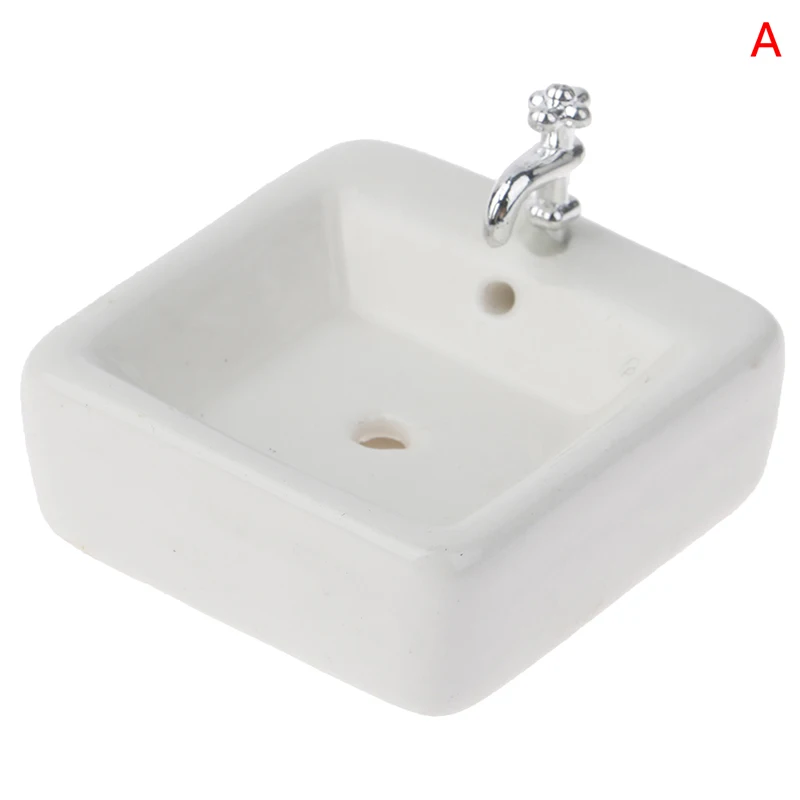 Set Bagno In Miniatura Per Casa Delle Bambole Scala 1:24, 3 Pezzi In Ceramica Con Vasca, WC E Lavello, Accessori Arredo