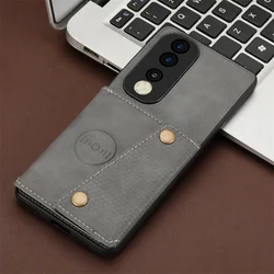 Premium Shockproof Leather Wallet Phone Case with Magnetic Holder and Card Slots - Compatible with Honor 90 Series - Honor 90 Pro (Gray)
