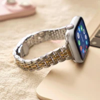 Bracelet de montre mince en métal et acier inoxydable pour femme, pour Apple Watch 38/40/41mm 42/44/45/46/49mm, adapté à la série iWatch SE987654321 3