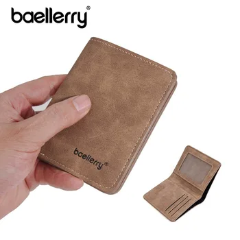 Portafoglio Sottile in Pelle Levigata Baellerry per Uomo, Casual e Professionale, Multifunzione, Bifold, Porta Patente e Carte, Portafoglio Corto