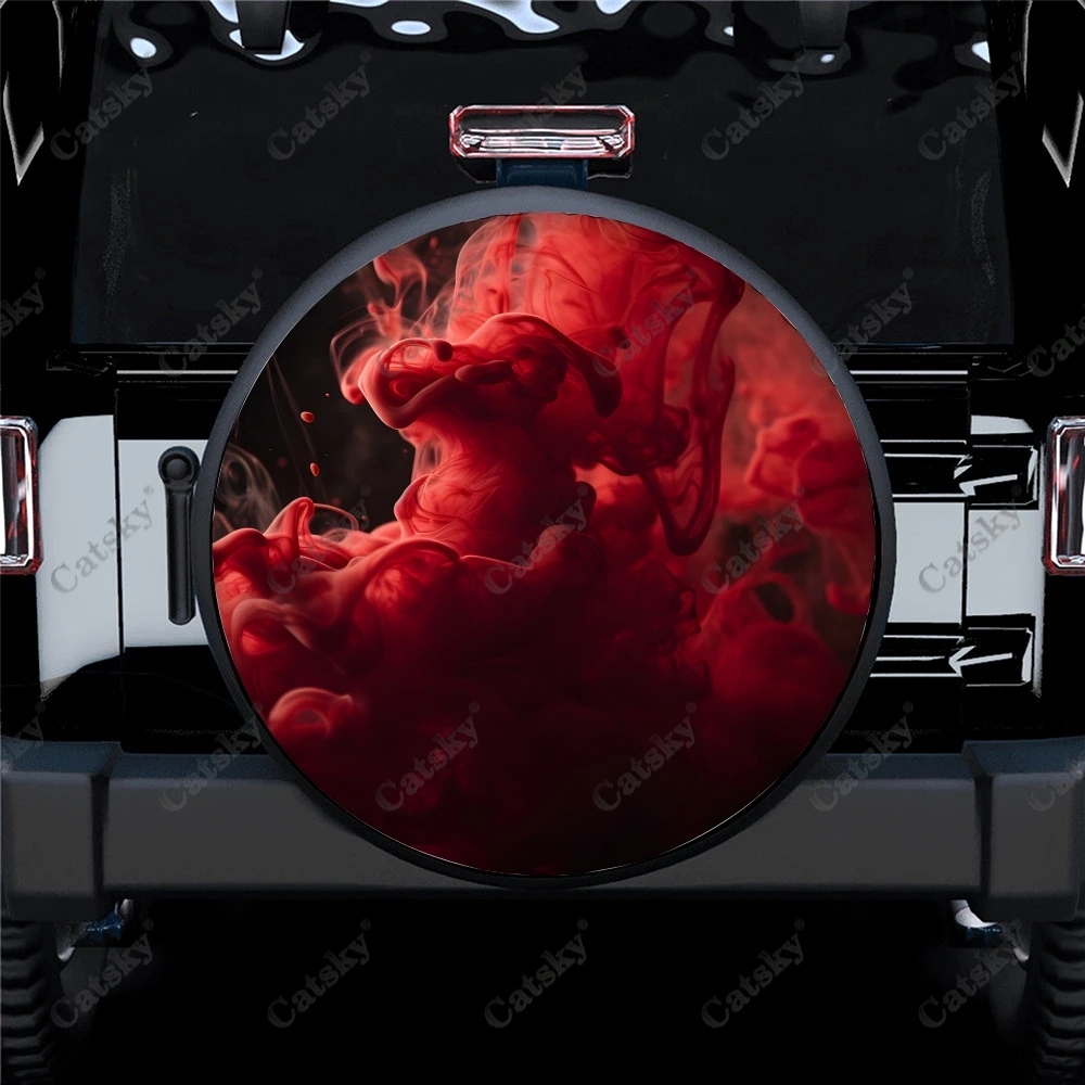 

Abstract Red Smoke Polyester Universal Spare Wheel Tire Cover Custom Tire-Covers for Trailer RV SUV Truck Camper